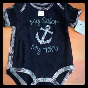 2 onesies My sailor my hero &america’s navy 9-12 m